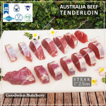 Beef Tenderloin frozen Australia (A) BUDGET steak cuts 2" 5cm price for 2pcs 600gr (eye fillet mignon daging sapi has dalam) brand NOLAN / McPHEE / CAG